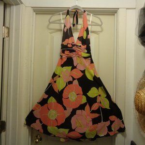 WHITE LOTUS STYLE SILK DESIGNER TRINA TURK SILK FLORALS SPLASH DRESS 6